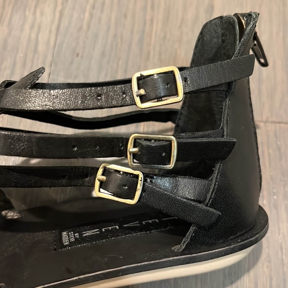 Steven by Steve Madden Staxxs Black Leather Gladiator Sandals 6.5 - Picture 7 of 10